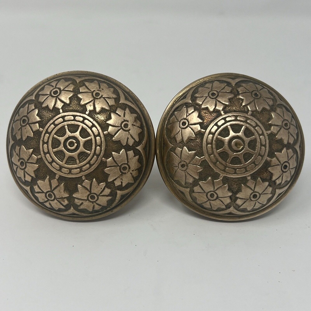 Scarce Hopkins Dickinson Antique Eastlake Victorian Entry Bronze Door Knob Set